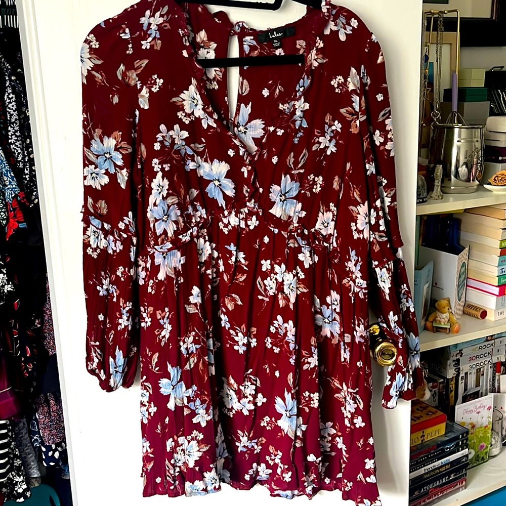 Long sleeve mini sundress floral worn once short